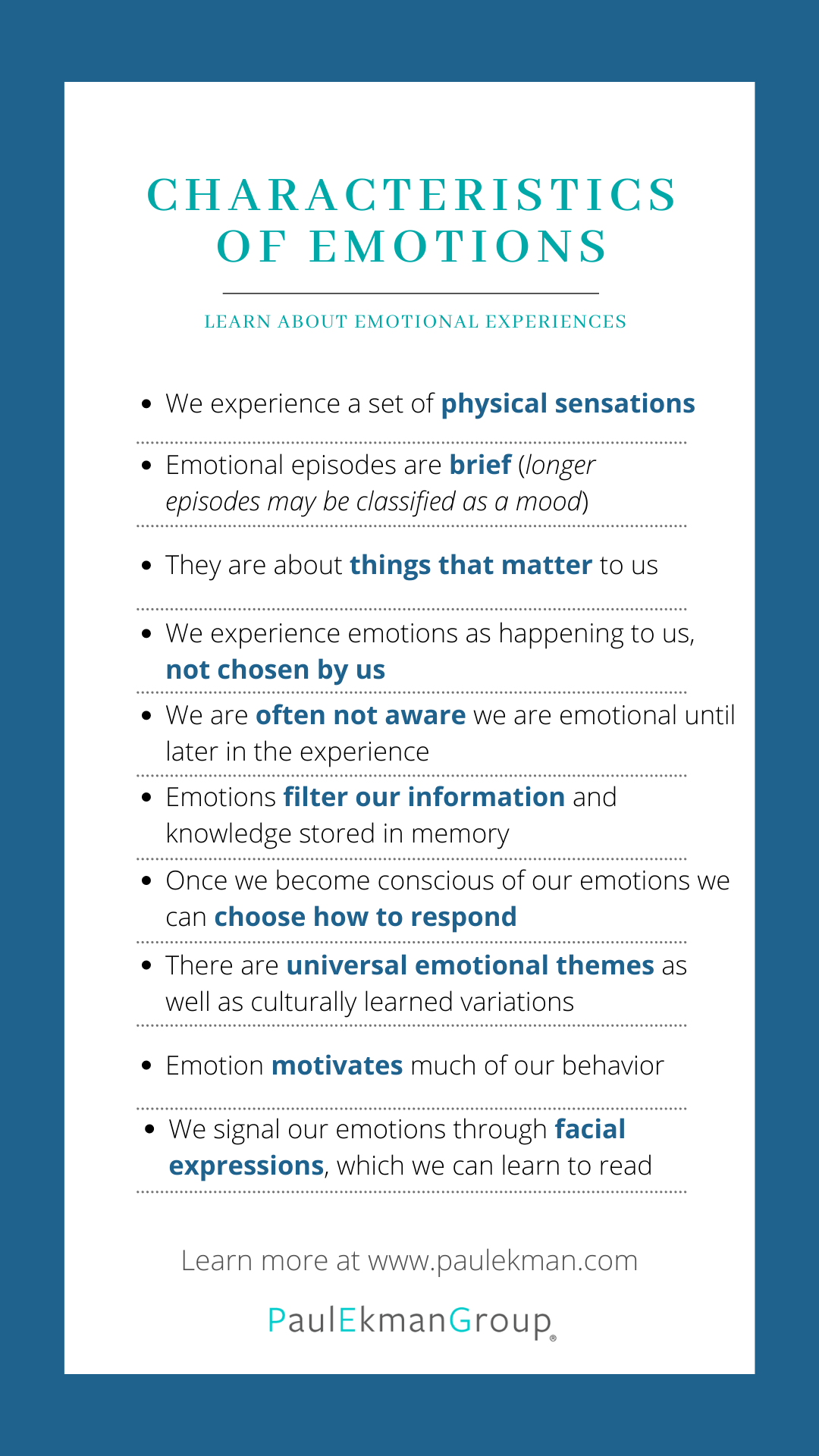 characteristics of emotions